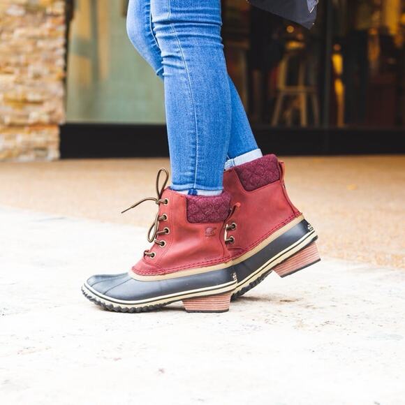 Sorel Slimpack Lace II Burgundy Leather Waterproof Winter Boots Womens Size 11 - Picture 1 of 14